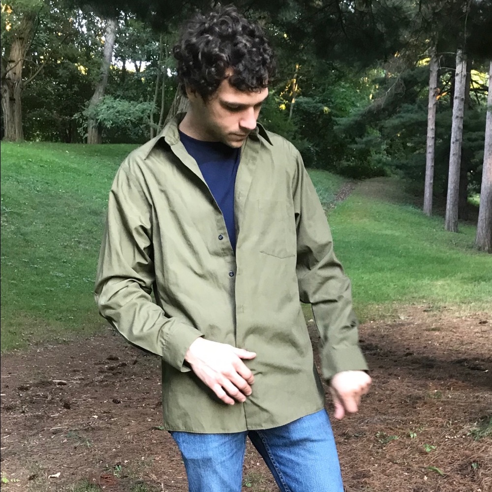 Van Heuson Olive Green Button-Down